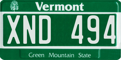 VT license plate XND494
