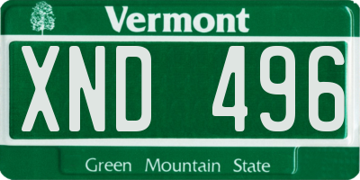 VT license plate XND496