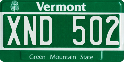 VT license plate XND502