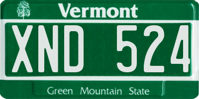 VT license plate XND524