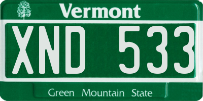 VT license plate XND533