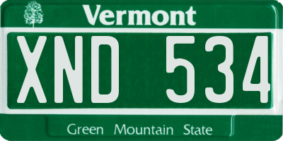 VT license plate XND534