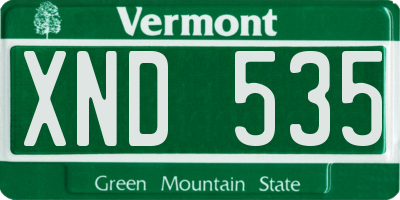 VT license plate XND535
