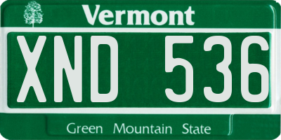 VT license plate XND536