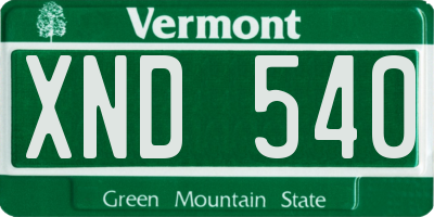 VT license plate XND540
