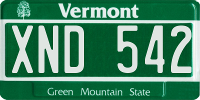 VT license plate XND542