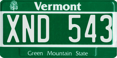 VT license plate XND543