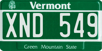 VT license plate XND549
