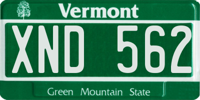 VT license plate XND562