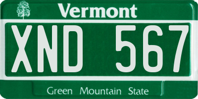 VT license plate XND567