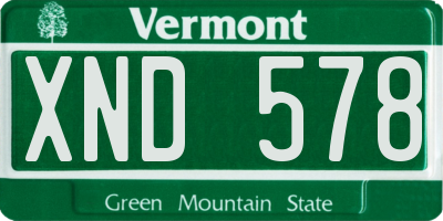 VT license plate XND578