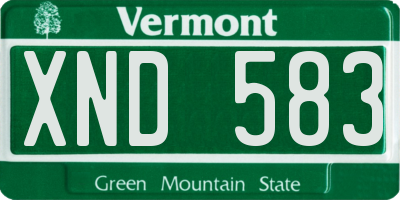 VT license plate XND583