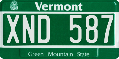VT license plate XND587