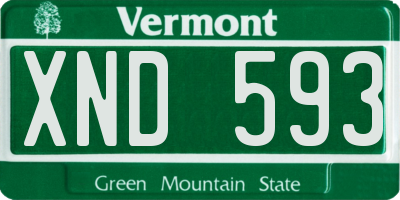 VT license plate XND593