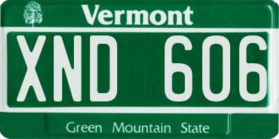 VT license plate XND606