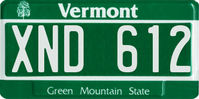 VT license plate XND612