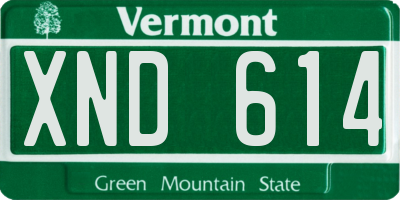 VT license plate XND614