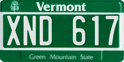 VT license plate XND617