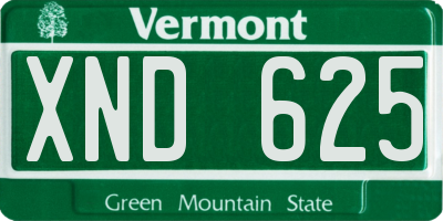 VT license plate XND625