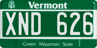 VT license plate XND626