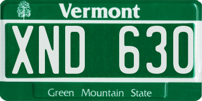 VT license plate XND630