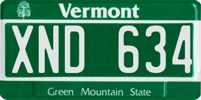 VT license plate XND634