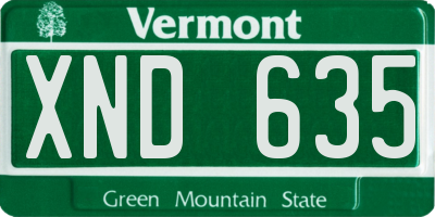 VT license plate XND635
