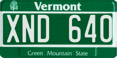VT license plate XND640