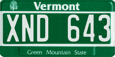 VT license plate XND643