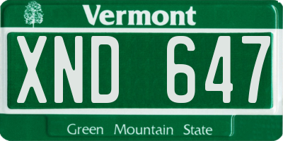 VT license plate XND647