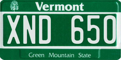VT license plate XND650