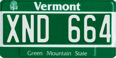 VT license plate XND664