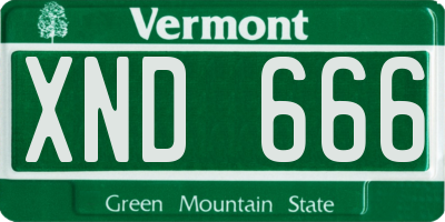 VT license plate XND666