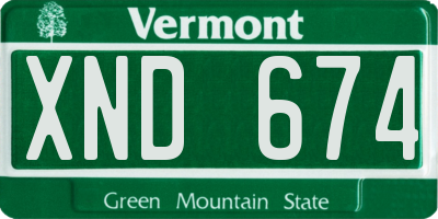 VT license plate XND674