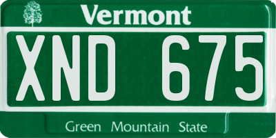 VT license plate XND675