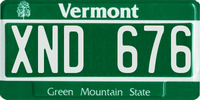 VT license plate XND676