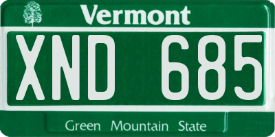 VT license plate XND685