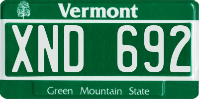 VT license plate XND692