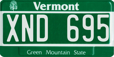 VT license plate XND695