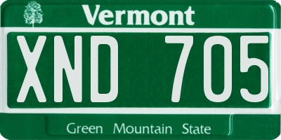 VT license plate XND705