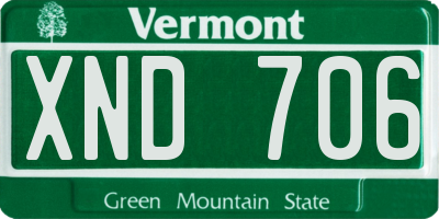 VT license plate XND706