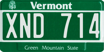 VT license plate XND714