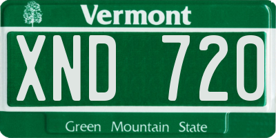 VT license plate XND720