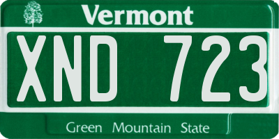 VT license plate XND723