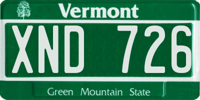 VT license plate XND726