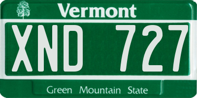 VT license plate XND727