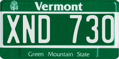 VT license plate XND730