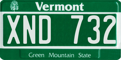 VT license plate XND732