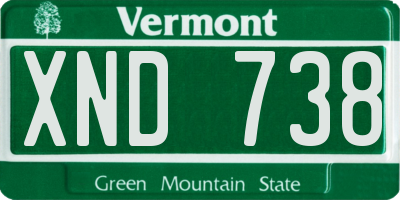 VT license plate XND738