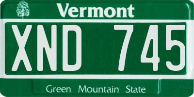 VT license plate XND745